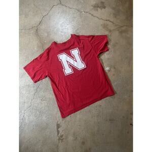 Men's NEBRASKA ADIDAS Red with White "N" Graphic Top Size Large